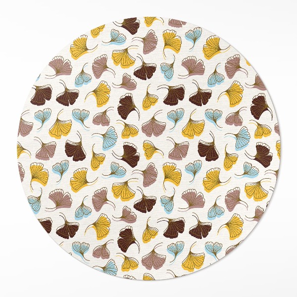 Okrúhly vinylový koberec Pastelové listy ginka ilustrácia boho