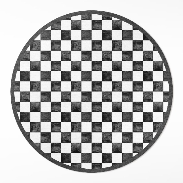 Okrúhly vinylový koberec Kamenná šachovnica monochromatická