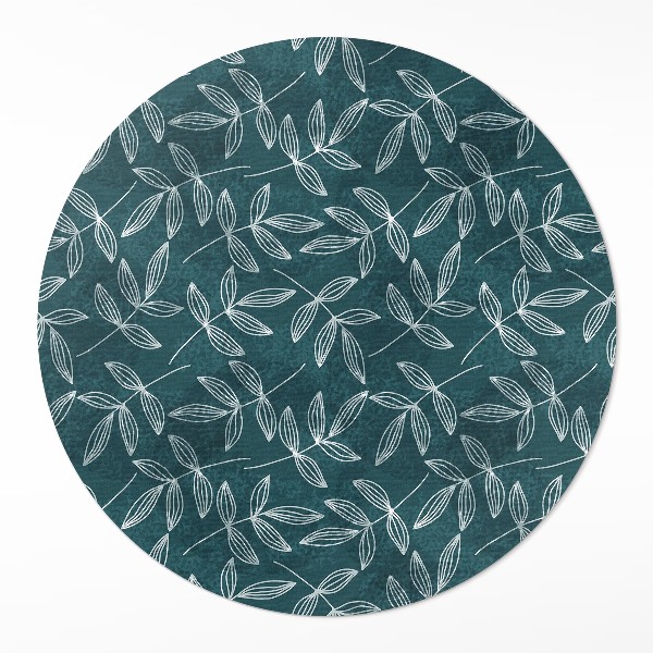 Okrúhly vinylový koberec Minimalistické vetvičky s listami boho