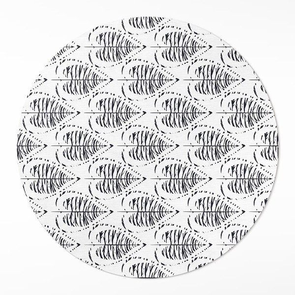 Okrúhly vinylový koberec Boho listy pravidelný vzor