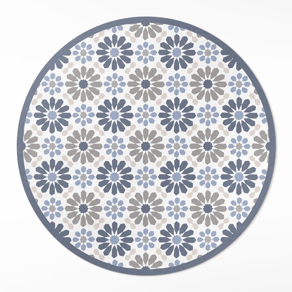 Okrúhly vinylový koberec Pastelové kvety jemný pravidelný vzor