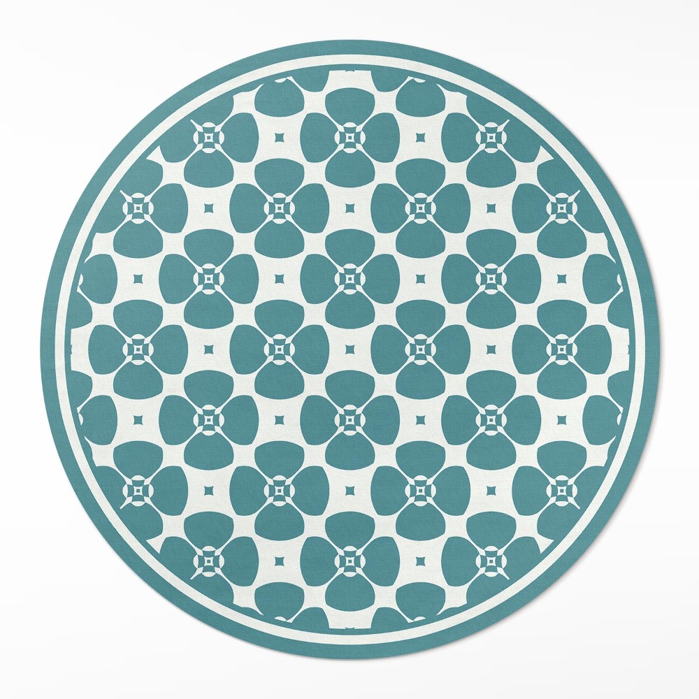 Okrúhly vinylový koberec Kvetinová vzorka dlaždíc