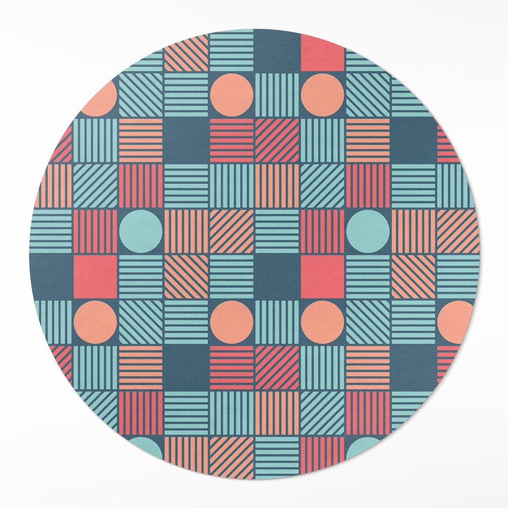 Okrúhly vinylový koberec Retro vintage geometrická vzorka