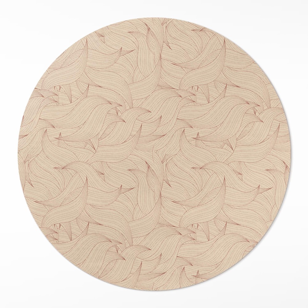 Okrúhly vinylový koberec Lineárne jesenné listy štýl boho