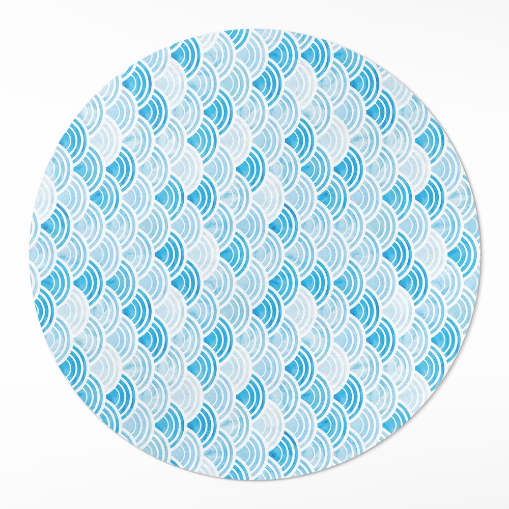 Okrúhly vinylový koberec Akvarelové vlny vzor v ázijskom štýle