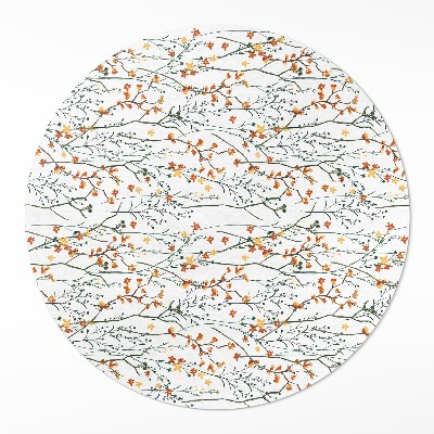 Okrúhly vinylový koberec Kvietky a vetvičky v štýle boho