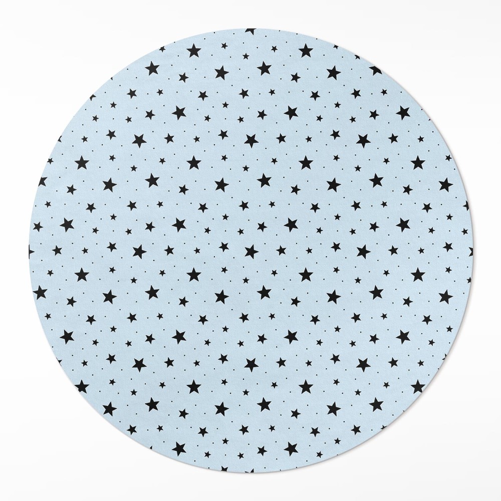 Okrúhly vinylový koberec Čierne drobné hviezdičky vesmír