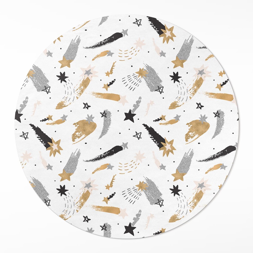 Okrúhly vinylový koberec Maľované hviezdy v kozme boho