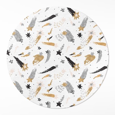 Okrúhly vinylový koberec Maľované hviezdy v kozme boho