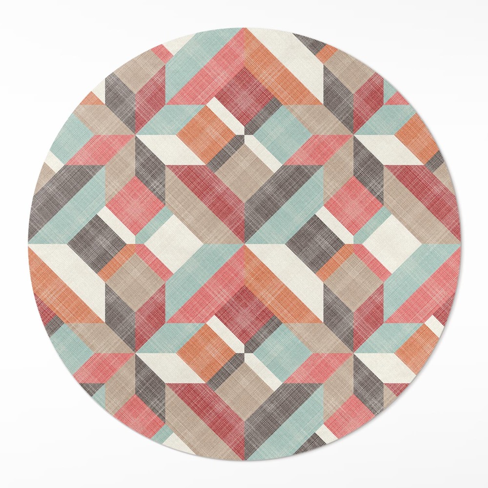 Okrúhly vinylový koberec Ošúchaný geometrický vzor