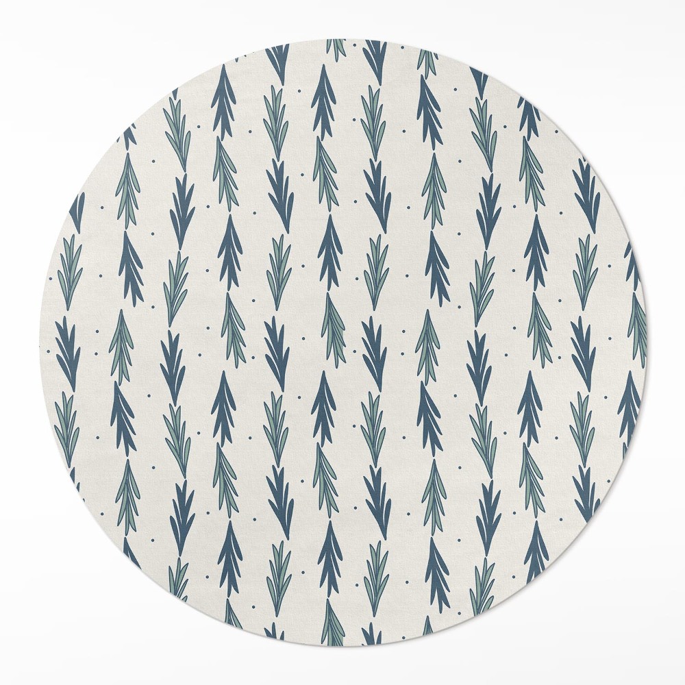 Okrúhly vinylový koberec Drobné lístky dekoratívny vzor boho