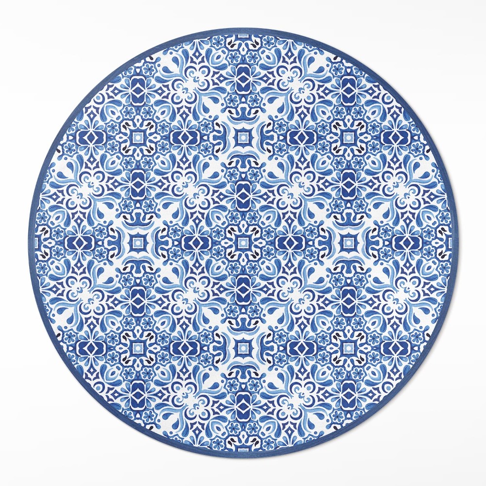 Okrúhly vinylový koberec Portugalské ornamentálne dlaždice