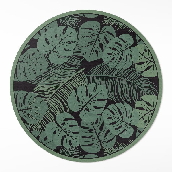 Okrúhly vinylový koberec Ilustrácia tropických rastlín monstera