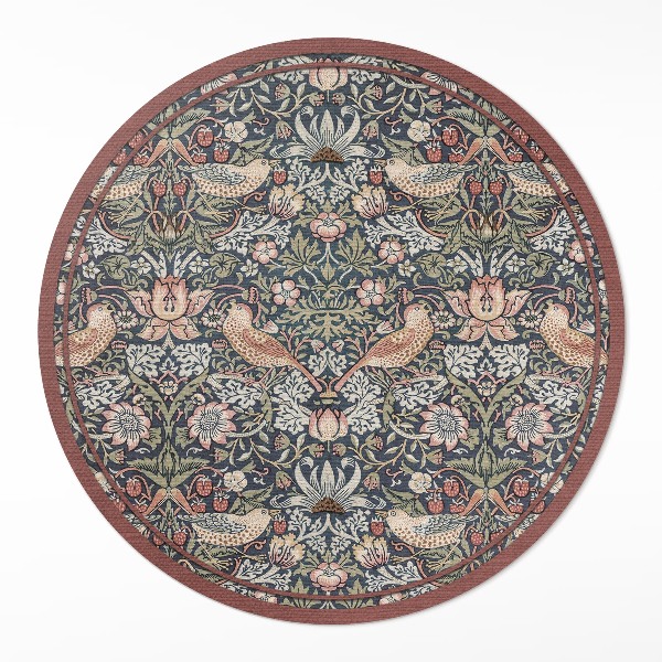 Okrúhly vinylový koberec Zlodej jahôd William Morris