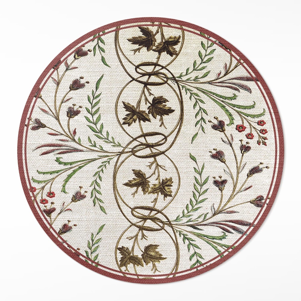 Okrúhly vinylový koberec Rastlinný vzor ozdobný