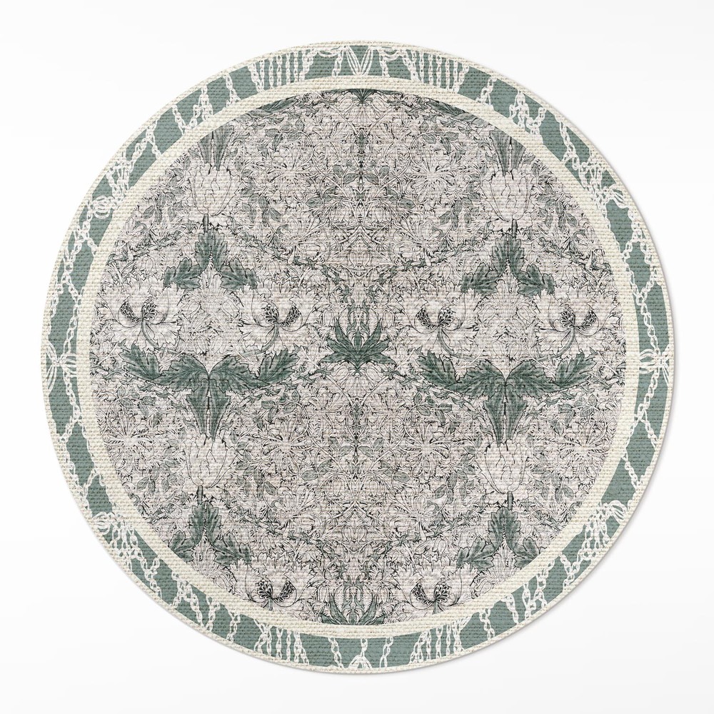 Okrúhly vinylový koberec Kvet zimolezu Williama Morrisa