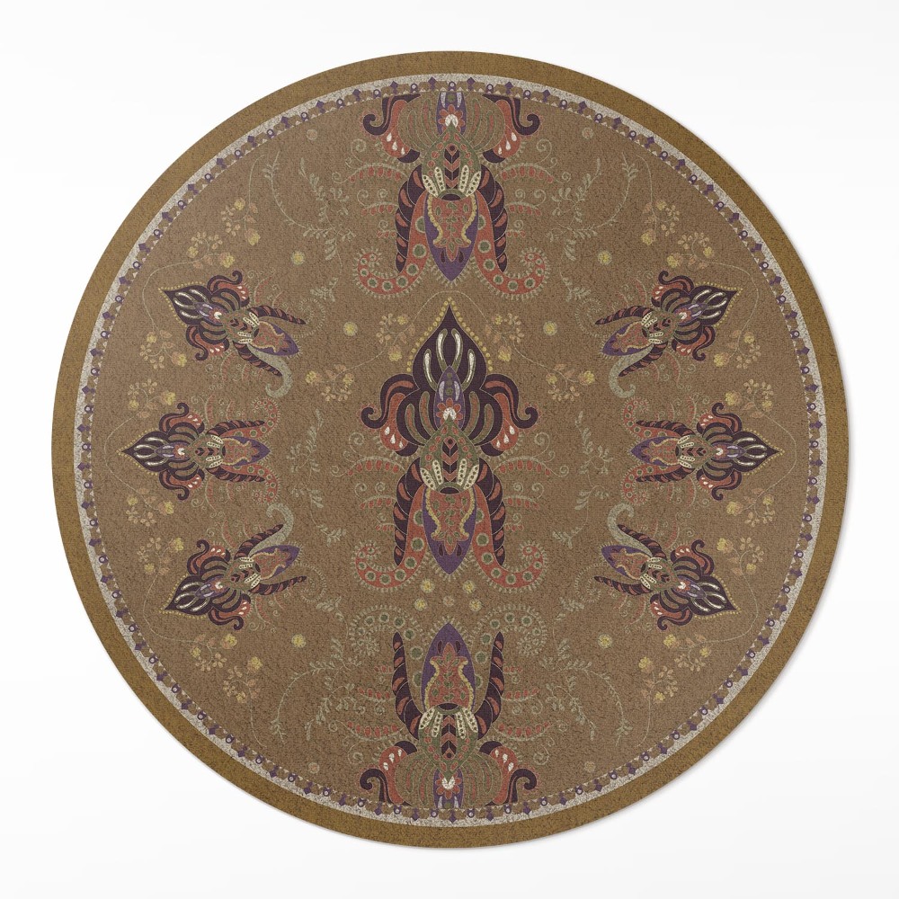 Okrúhly vinylový koberec Kvetinové rastlinné ornamenty