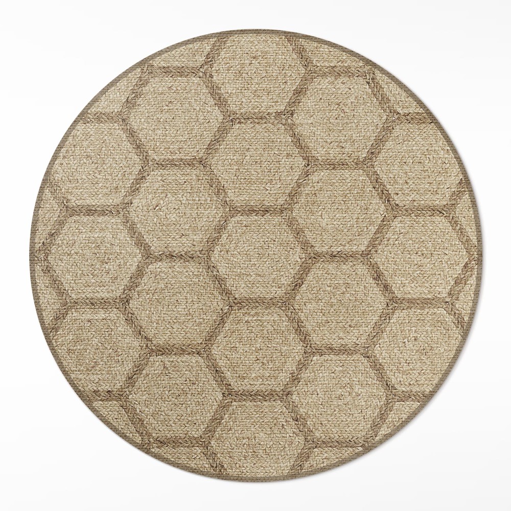 Okrúhly vinylový koberec Imitácia látky v hexagónoch