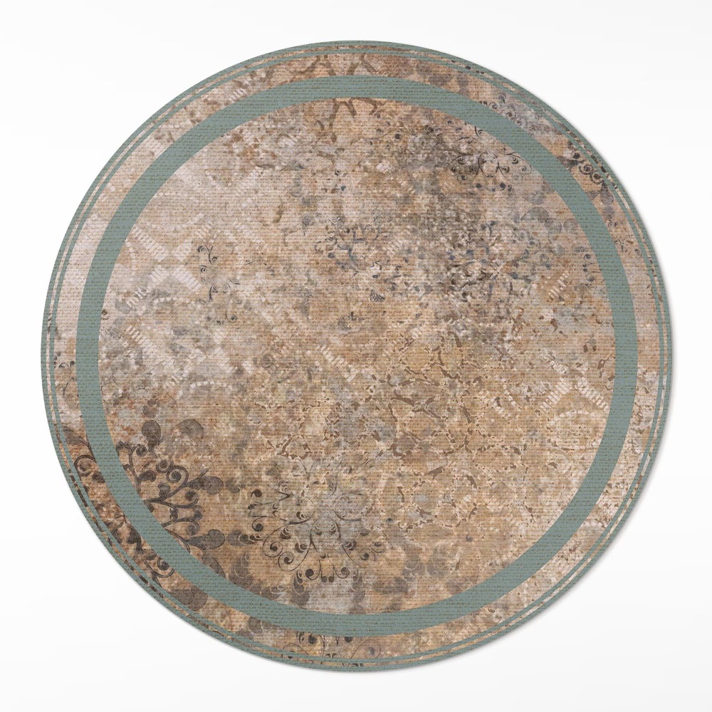 Okrúhly vinylový koberec Vyblednutý ozdobný vintage vzor