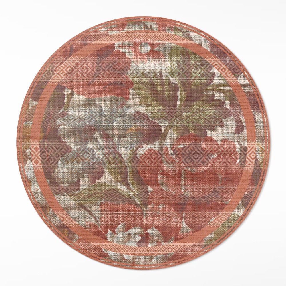 Okrúhly vinylový koberec Retro vyblednuté kvety