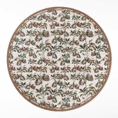 Okrúhly vinylový koberec Jemné ozdobné vetvičky vintage