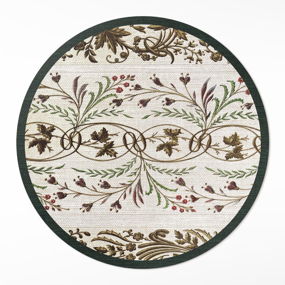 Okrúhly vinylový koberec Ozdobné rastlinné ornamenty