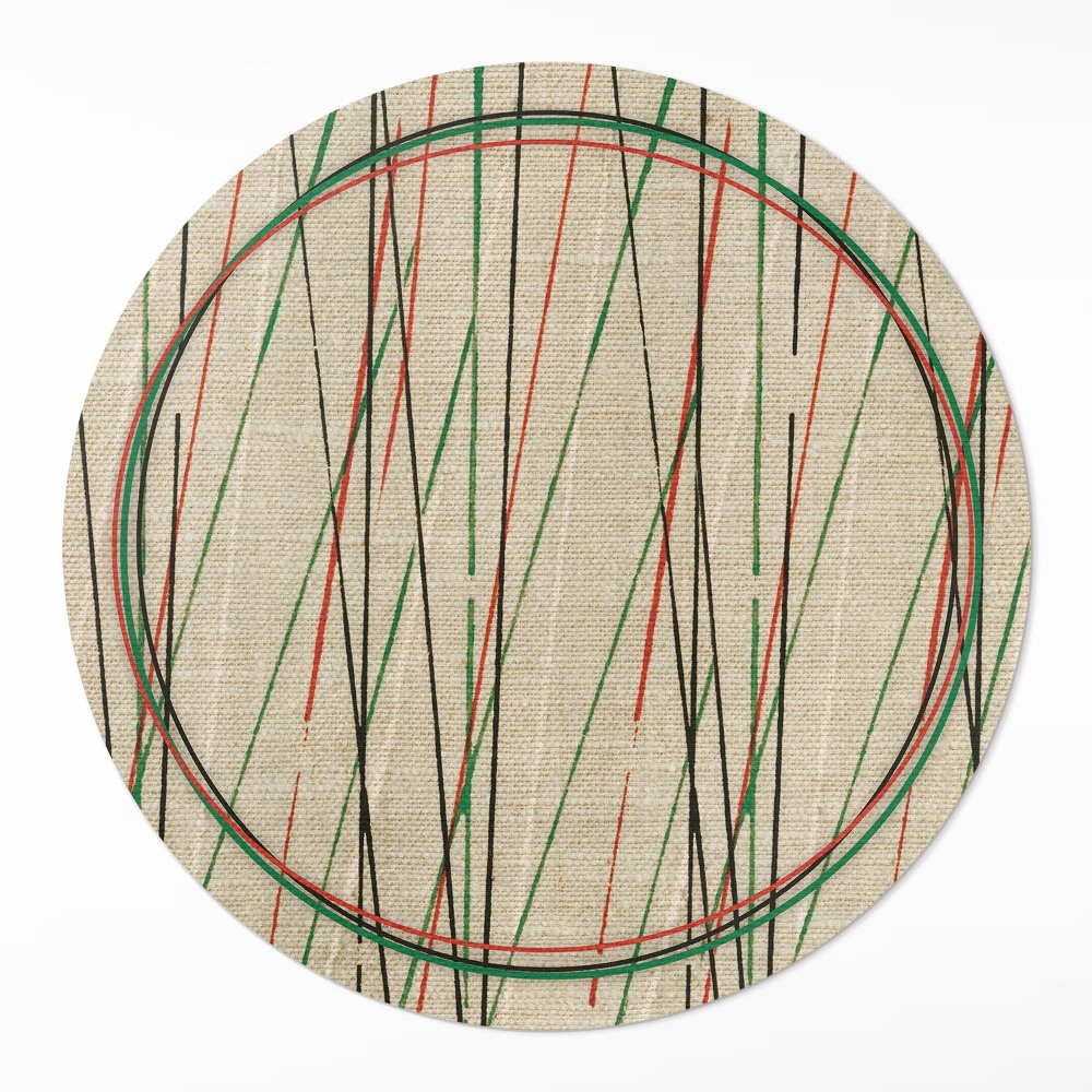Okrúhly vinylový koberec Farebné línie na látke