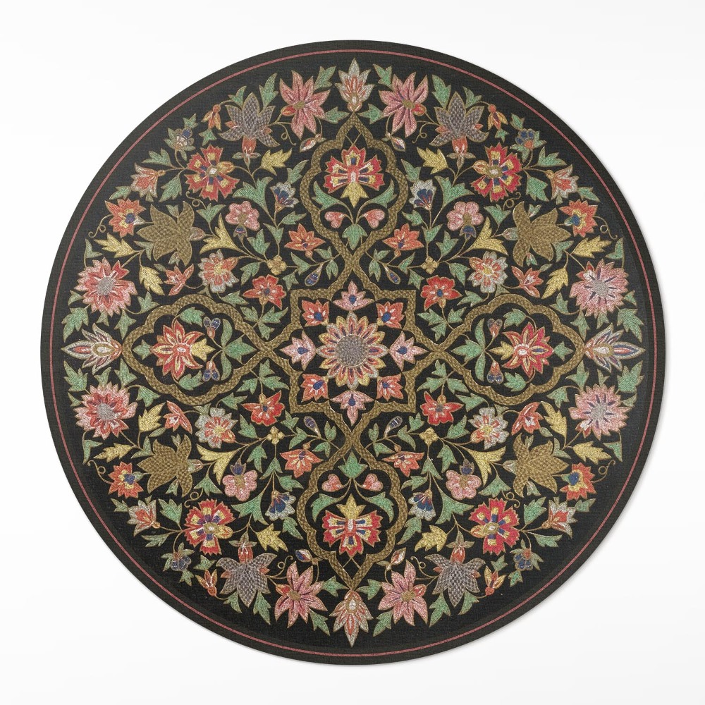 Okrúhly vinylový koberec Farebná kvetinová kompozícia