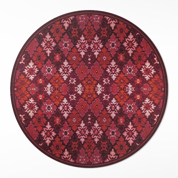 Okrúhly vinylový koberec Rastlinná ozdobná šachovnica