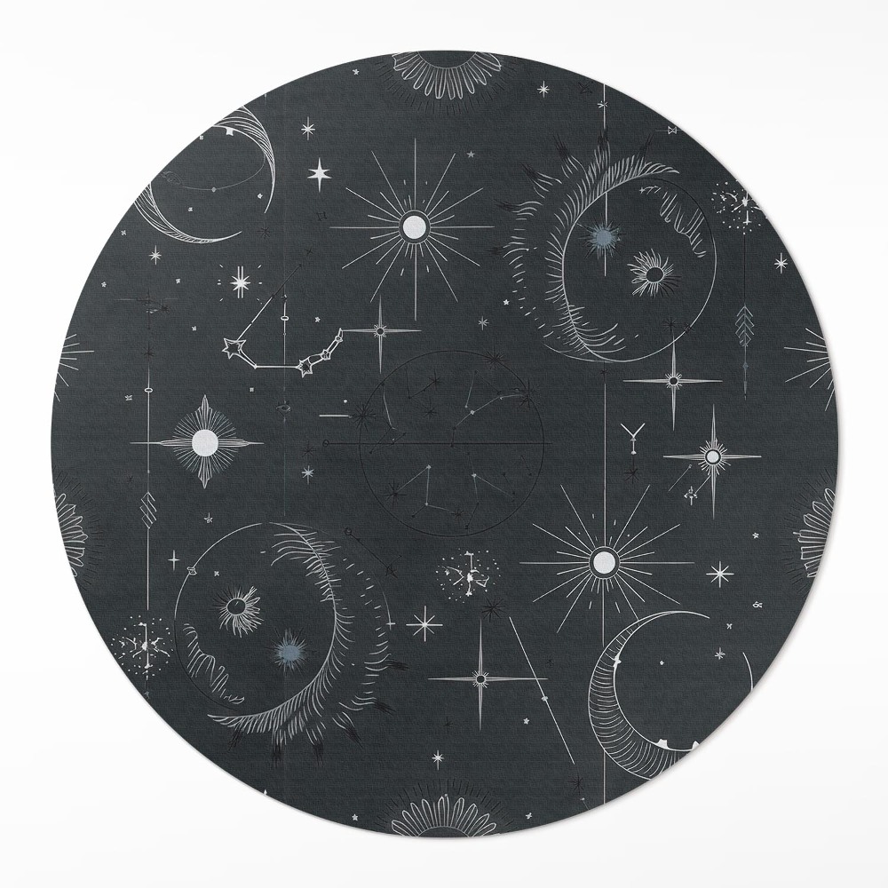 Okrúhly vinylový koberec Vesmír astrológia súhvezdia mesiace
