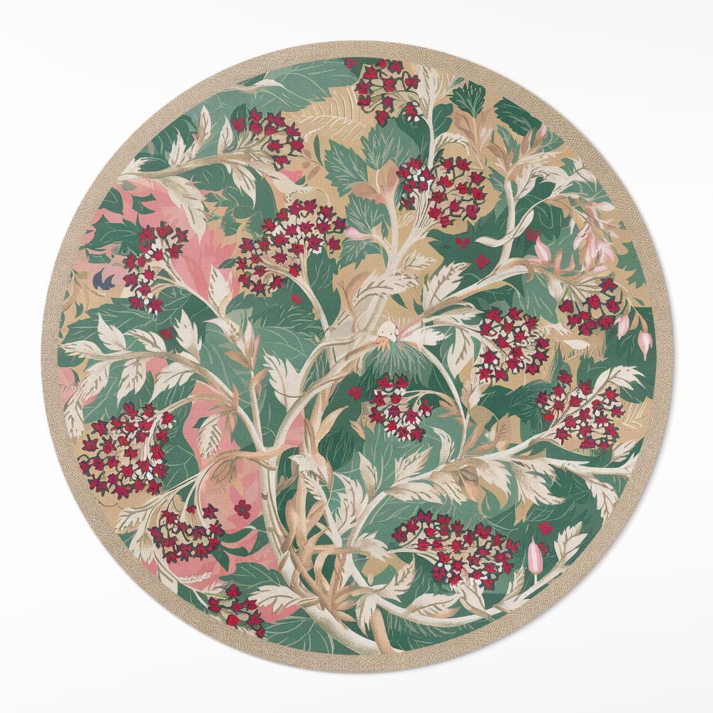 Okrúhly vinylový koberec Grafika vegetácie vintage kvety a listy