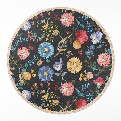 Okrúhly vinylový koberec Farebné poľné jemné kvety vintage