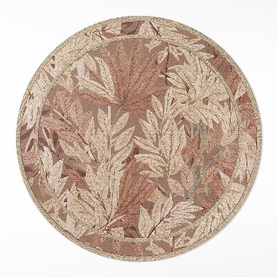 Okrúhly vinylový koberec Listy v boho vintage štýle vegetácia