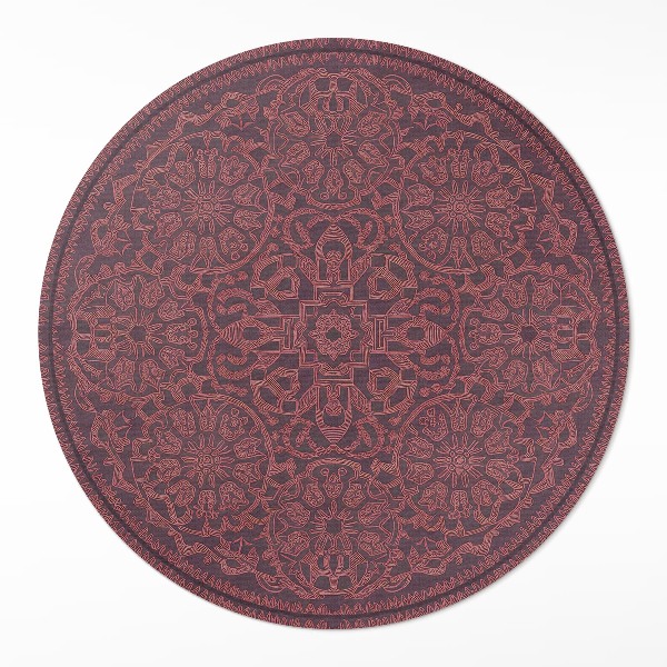 Okrúhly vinylový koberec Dekoratívny geometrický vzor v štýle vintage