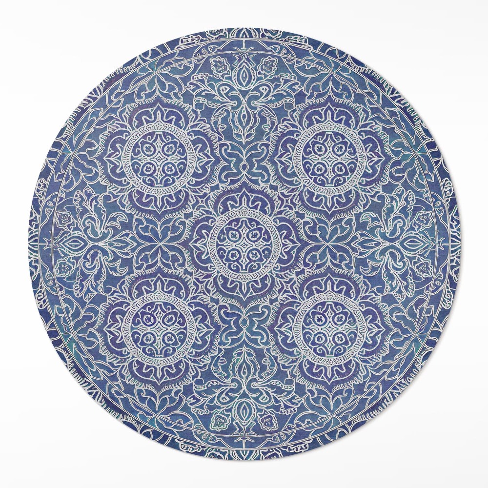 Okrúhly vinylový koberec Bohato zdobený geometrický vzor vintage