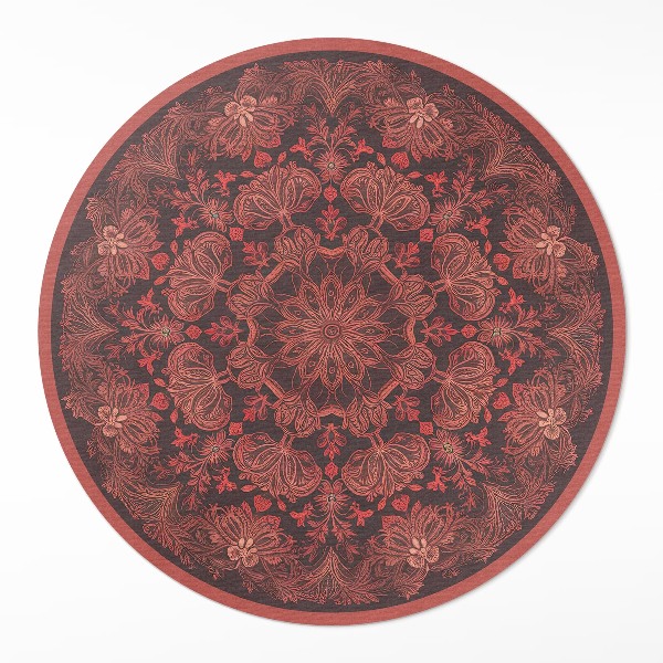 Okrúhly vinylový koberec Hustá mandala rastlinné motívy vintage