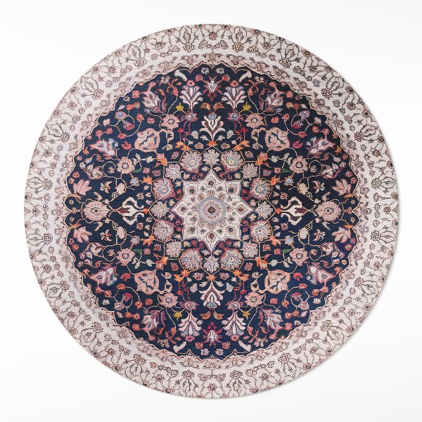 Okrúhly vinylový koberec Vintage ozdobný vzor mandala v starom štýle