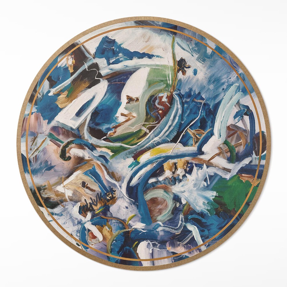 Okrúhly vinylový koberec Maliarska abstrakcia expresia stopy farieb