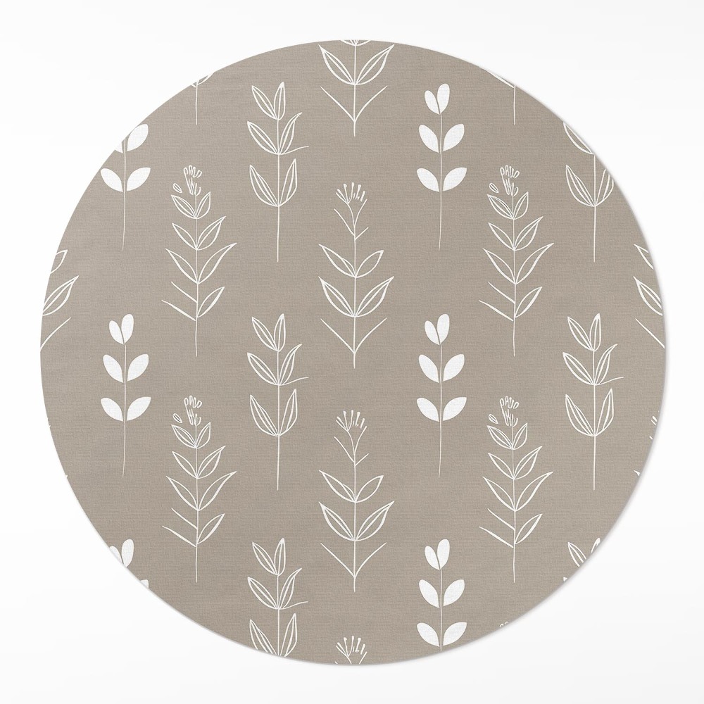 Okrúhly vinylový koberec Jemné listy a vetvičky v štýle boho