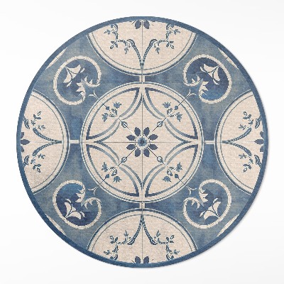 Okrúhly vinylový koberec Dekoratívne dlaždice s ornamentmi vintage