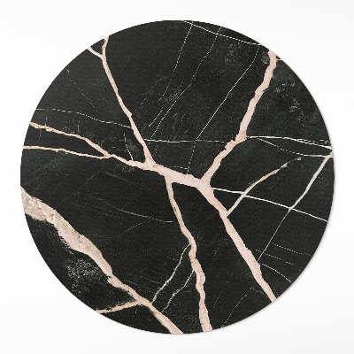 Okrúhly vinylový koberec Tmavý popraskaný mramor glamour kontrast