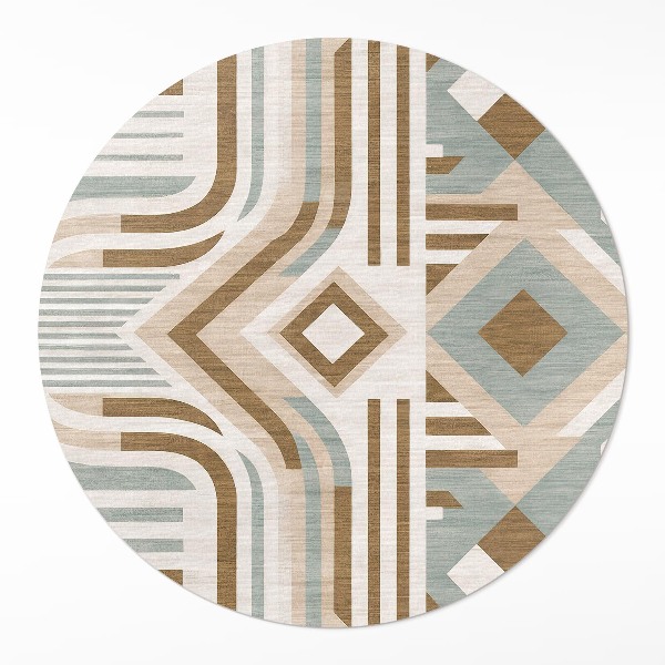Okrúhly vinylový koberec Boho abstrakcia geometrická štýl indiánsky
