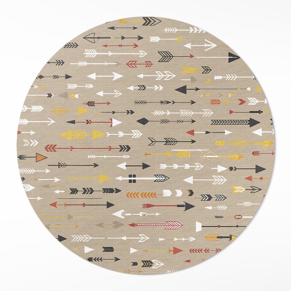 Okrúhly vinylový koberec Indiánske šípy pastelový vzor boho