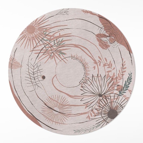 Okrúhly vinylový koberec Kvety a rastliny boho vzor