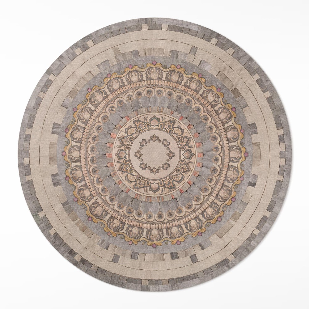 Okrúhly vinylový koberec Ornament v štýle starej kamennej mozaiky