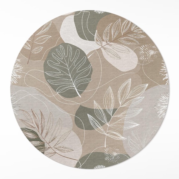 Okrúhly vinylový koberec Lineárne listy boho