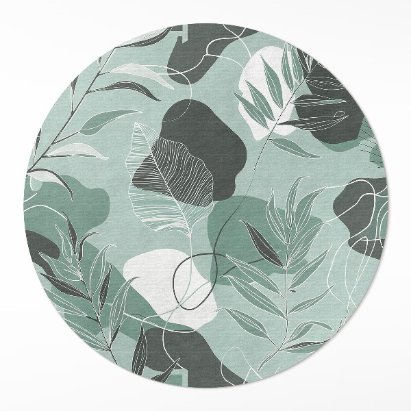Okrúhly vinylový koberec Lineárne listy na pastelových boho škvrnách
