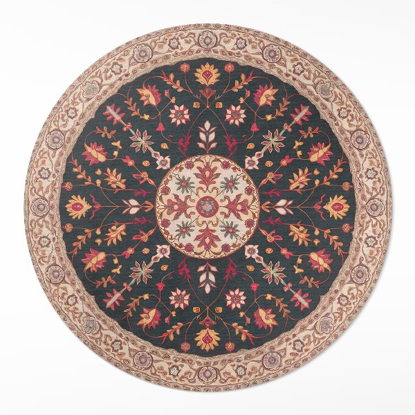 Okrúhly vinylový koberec Rastlinný ornament vzor vintage perzský