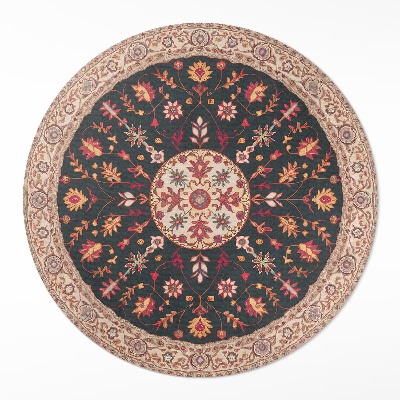 Okrúhly vinylový koberec Rastlinný ornament vzor vintage perzský