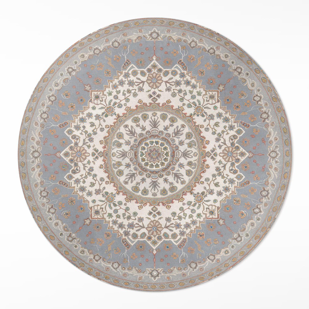 Okrúhly vinylový koberec Jemný rastlinný ornament mandala vintage